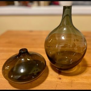 West Elm Smoke Glass Vase Pair